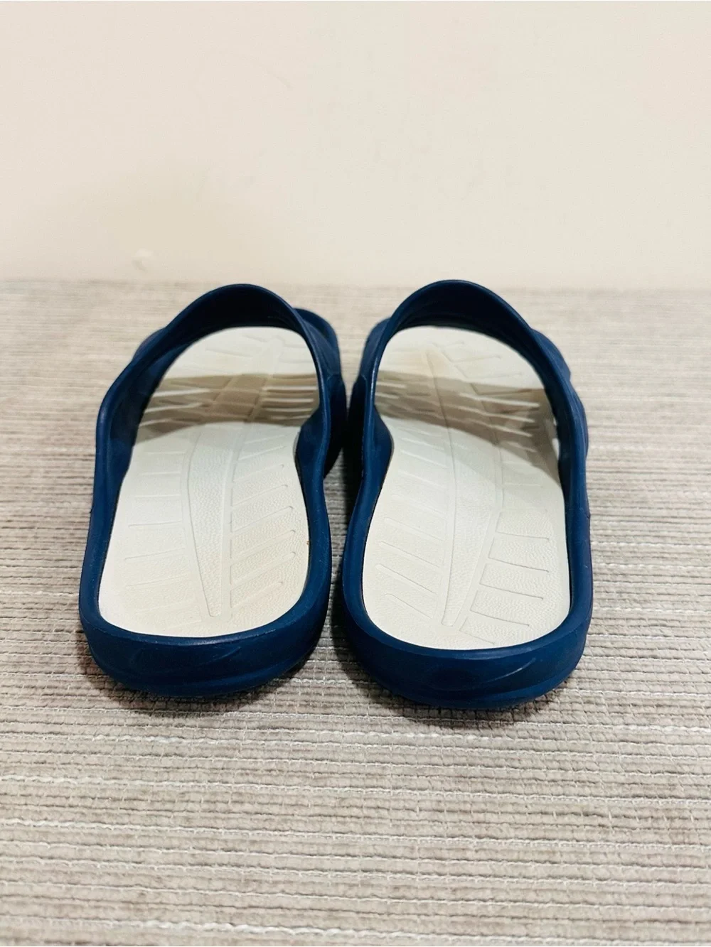 Vintage Nike Slides Y2K Navy Blue Grey Yellow Swoosh Men's 9 / Women's 11 Rare